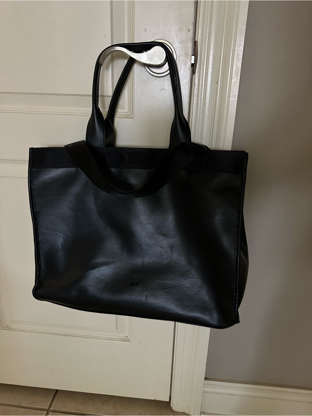 DKNY Black Leather Tote Bag